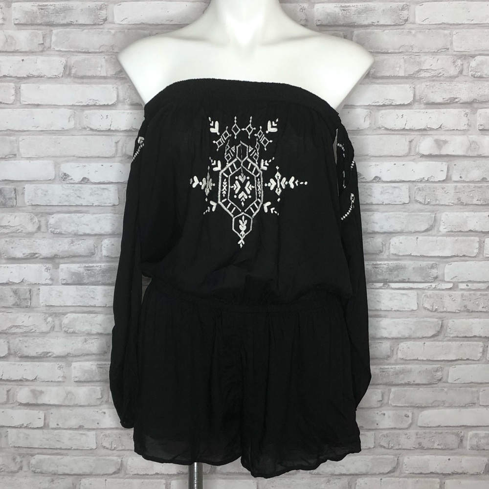 Express black off the shoulder romper small